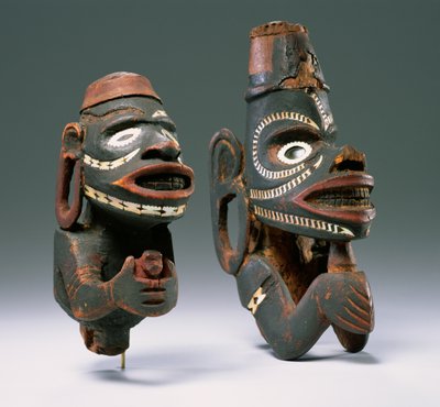 Canoe prow figureheads possibly from the Solomon Islands by Oceanic